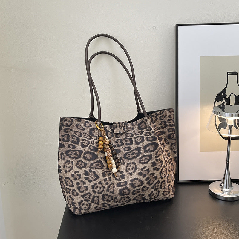 Leisure Large Capacity Leopard Print Hand-held Tote Shoulder Bag
